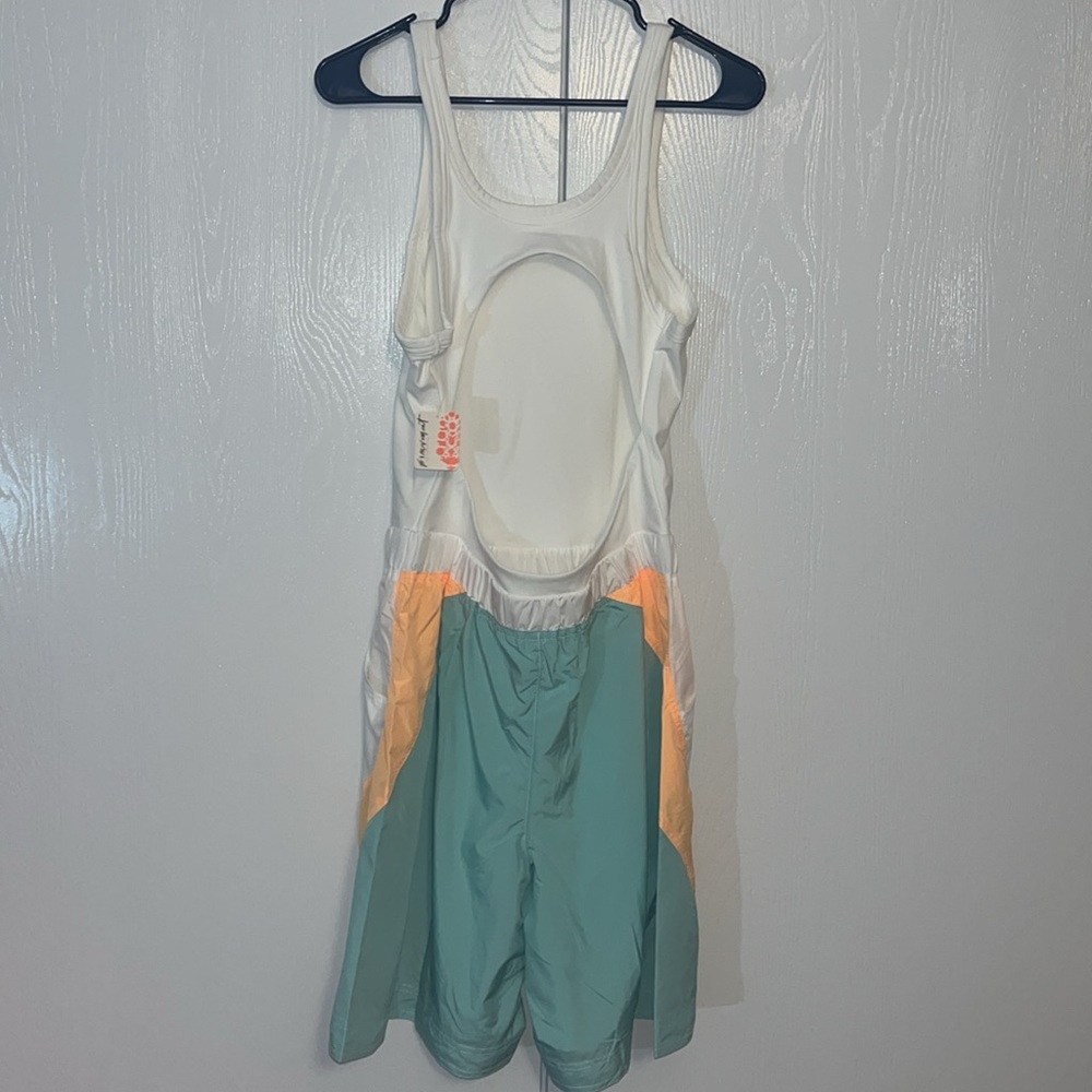 FP Movement by Free People Double Bounce Jumpsuit - White, Orange, Teal - Picture 9 of 10